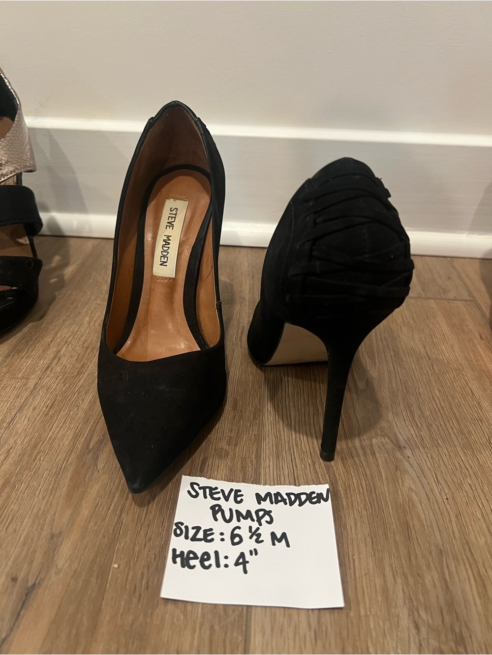 Steve Madden Black Suede Pointed Stiletto Pumps